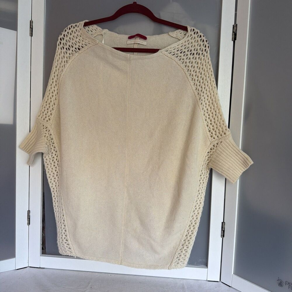 Velvet by Graham & Spencer Elise Engineered Knit Batwing Sweater Cream Ivory S